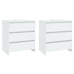 3 Piece Sideboard White Engineered Wood