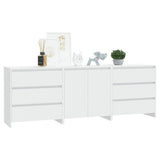 3 Piece Sideboard White Engineered Wood - Rear View