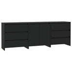 3 Piece Sideboard Black Engineered Wood