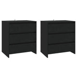3 Piece Sideboard Black Engineered Wood - Side View