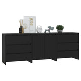 3 Piece Sideboard Black Engineered Wood - Rear View