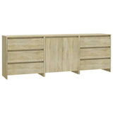 3 Piece Sideboard Sonoma Oak Engineered Wood - Front View
