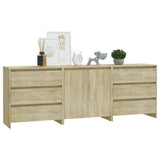 3 Piece Sideboard Sonoma Oak Engineered Wood - Rear View