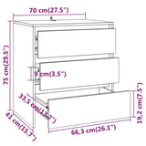 3 Piece Sideboard Sonoma Oak Engineered Wood - Low Angle