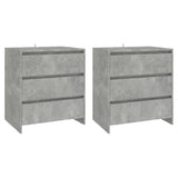 3 Piece Sideboard Concrete Grey Engineered Wood - Side View