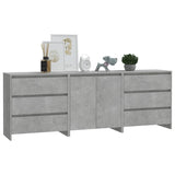3 Piece Sideboard Concrete Grey Engineered Wood - Rear View