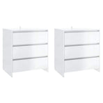 3 Piece Sideboard High Gloss White Engineered Wood