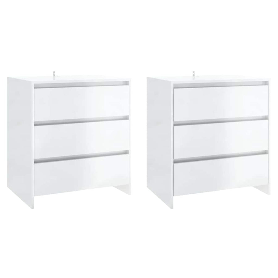 3 Piece Sideboard High Gloss White Engineered Wood