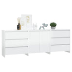 3 Piece Sideboard High Gloss White Engineered Wood