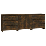 3 Piece Sideboard Smoked Oak Engineered Wood - Front View