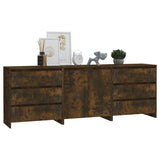 3 Piece Sideboard Smoked Oak Engineered Wood - Rear View