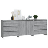 3 Piece Sideboard Grey Sonoma Engineered Wood - Rear View