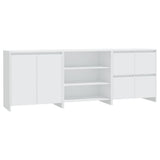 3 Piece Sideboard White Engineered Wood - Front View
