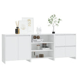 3 Piece Sideboard White Engineered Wood - Rear View