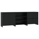 3 Piece Sideboard Black Engineered Wood