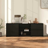 3 Piece Sideboard Black Engineered Wood