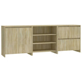 3 Piece Sideboard Sonoma Oak Engineered Wood - Front View