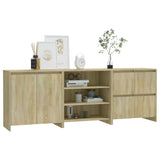 3 Piece Sideboard Sonoma Oak Engineered Wood - Rear View