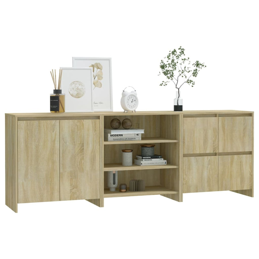 3 Piece Sideboard Sonoma Oak Engineered Wood