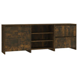 3 Piece Sideboard Smoked Oak Engineered Wood - Front View