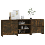 3 Piece Sideboard Smoked Oak Engineered Wood - Rear View