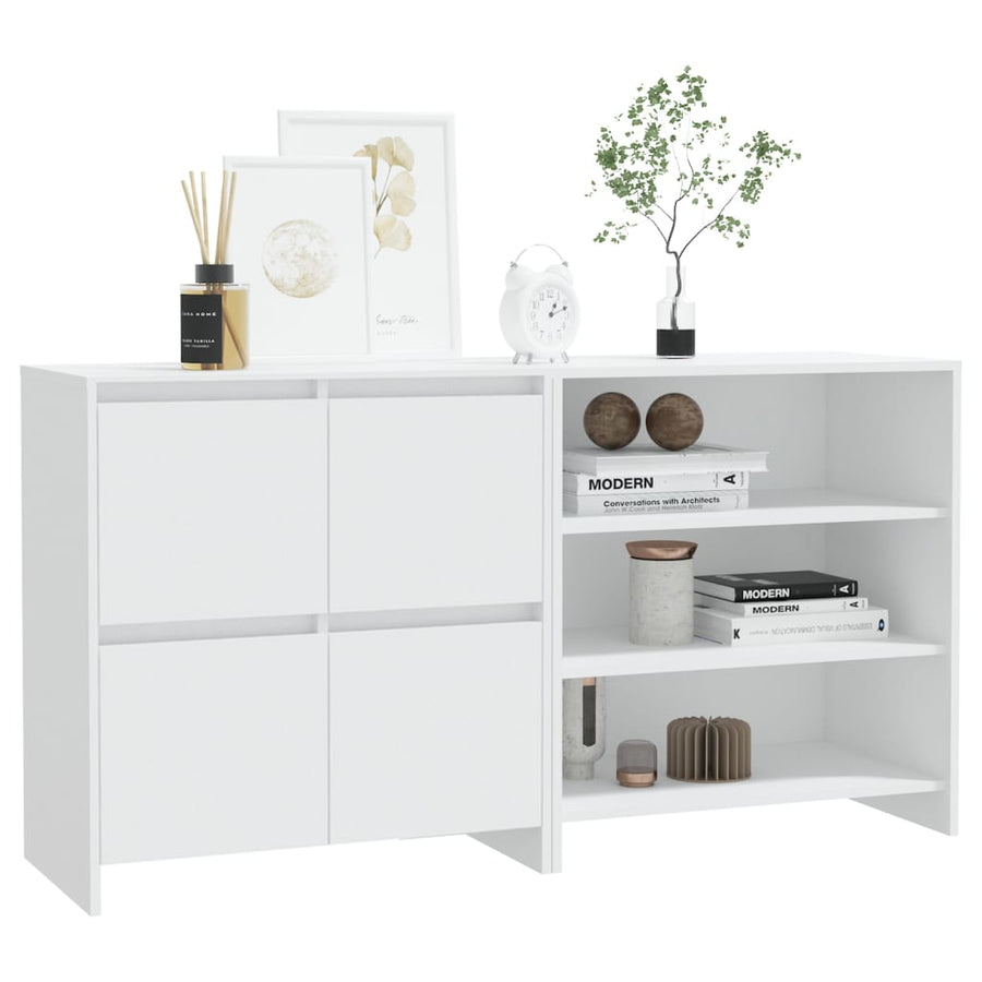 2 Piece Sideboard White Engineered Wood