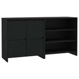 2 Piece Sideboard Black Engineered Wood - Front View