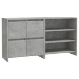 2 Piece Sideboard Concrete Grey Engineered Wood - Front View