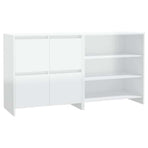 2 Piece Sideboard High Gloss White Engineered Wood