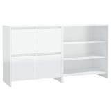 2 Piece Sideboard High Gloss White Engineered Wood - Front View