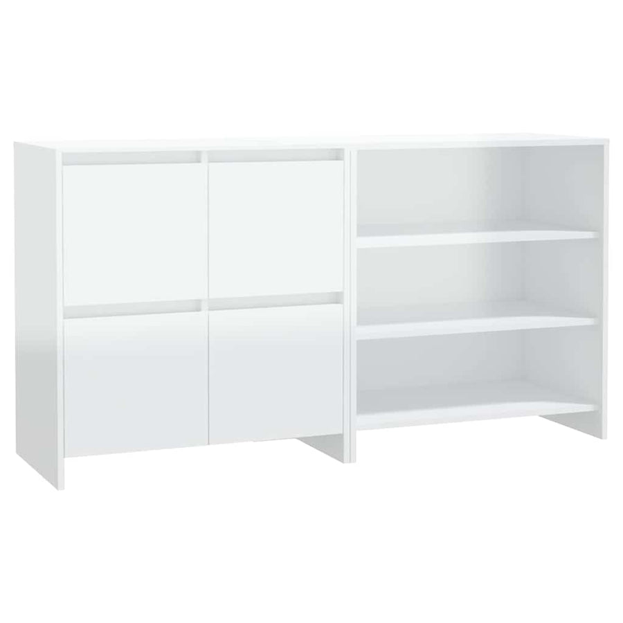 2 Piece Sideboard High Gloss White Engineered Wood