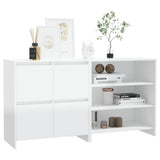 2 Piece Sideboard High Gloss White Engineered Wood - 45-Degree Angle