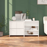 2 Piece Sideboard High Gloss White Engineered Wood