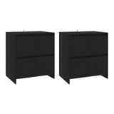 Sideboards 2 pcs Black 70x41x75 cm Engineered Wood - Front View