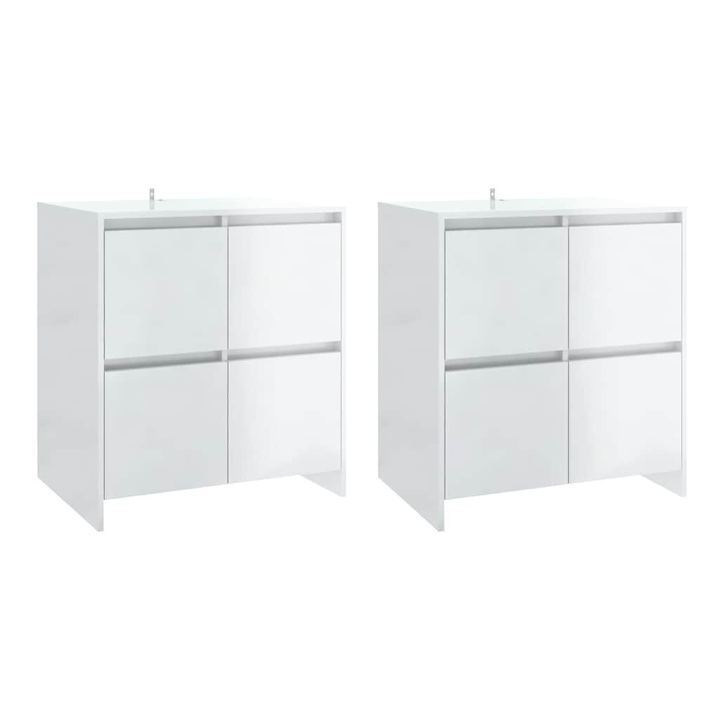 Sideboards 2 pcs High Gloss White 70x41x75 cm Engineered Wood