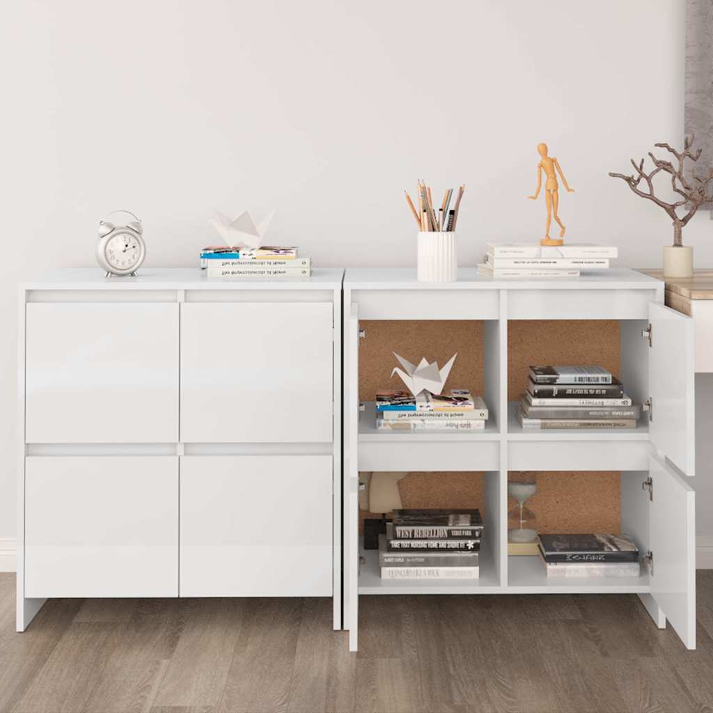 Sideboards 2 pcs High Gloss White 70x41x75 cm Engineered Wood