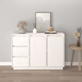Sideboard White 111x34x75 cm Solid Wood Pine - Side View