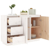 Sideboard White 111x34x75 cm Solid Wood Pine - Top-Down View