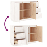 Sideboard White 111x34x75 cm Solid Wood Pine - 45-Degree Angle