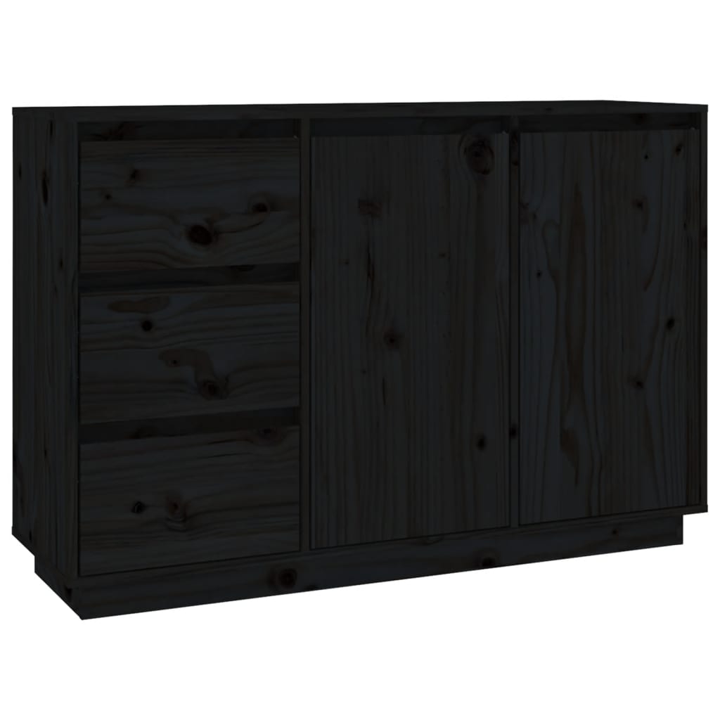Sideboard Black 111x34x75 cm Solid Wood Pine