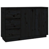 Sideboard Black 111x34x75 cm Solid Wood Pine