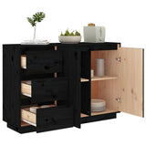 Sideboard Black 111x34x75 cm Solid Wood Pine