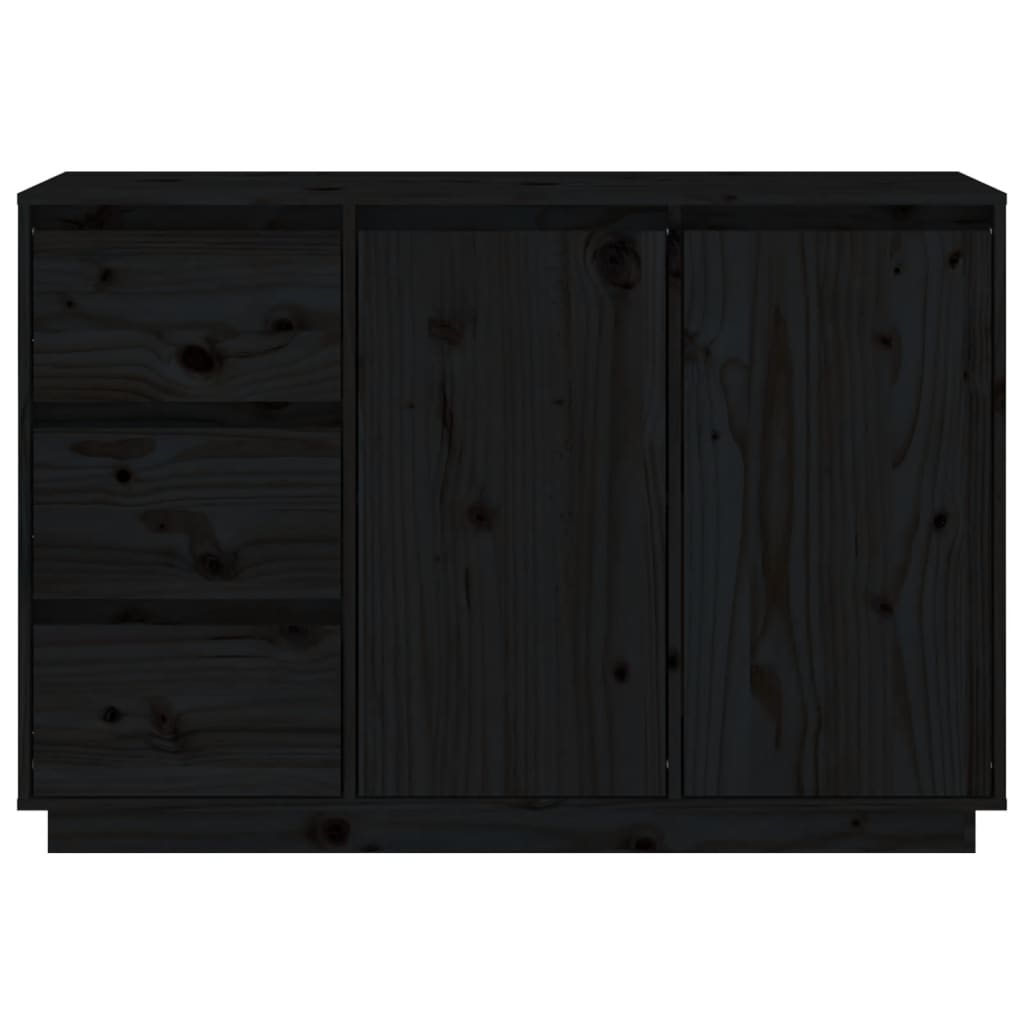 Sideboard Black 111x34x75 cm Solid Wood Pine