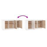 Sideboard White 111x34x60 cm Solid Wood Pine - 45-Degree Angle