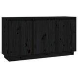 Sideboard Black 111x34x60 cm Solid Wood Pine - Front View