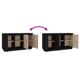 Sideboard Black 111x34x60 cm Solid Wood Pine - 45-Degree Angle