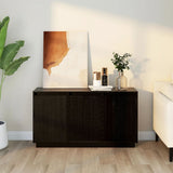 Sideboard Black 111x34x60 cm Solid Wood Pine - Close-Up Angle