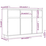 Sideboard 111x36x75 cm Solid Wood Pine