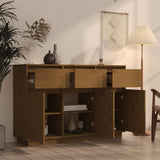Sideboard Honey Brown 111x36x75 cm Solid Wood Pine - Rear View