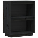 Console Cabinet Black 60x34x75 cm Solid Wood Pine - Front View